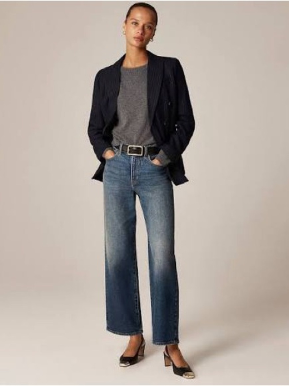 J Crew Women's Semi Stretch Slim Wide Jeans